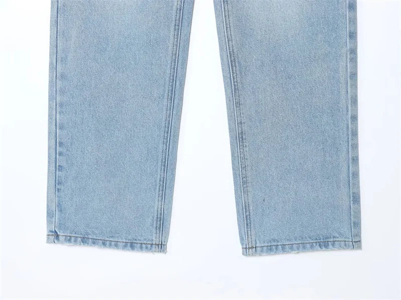 Women’s High-Waisted Straight-Leg Jeans – Classic Relaxed Fit Denim Pants