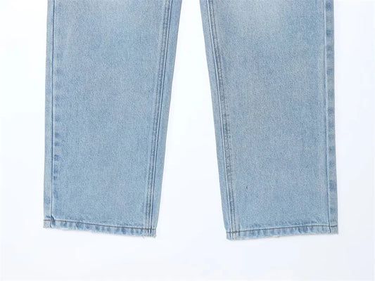 Women’s High-Waisted Straight-Leg Jeans – Classic Relaxed Fit Denim Pants