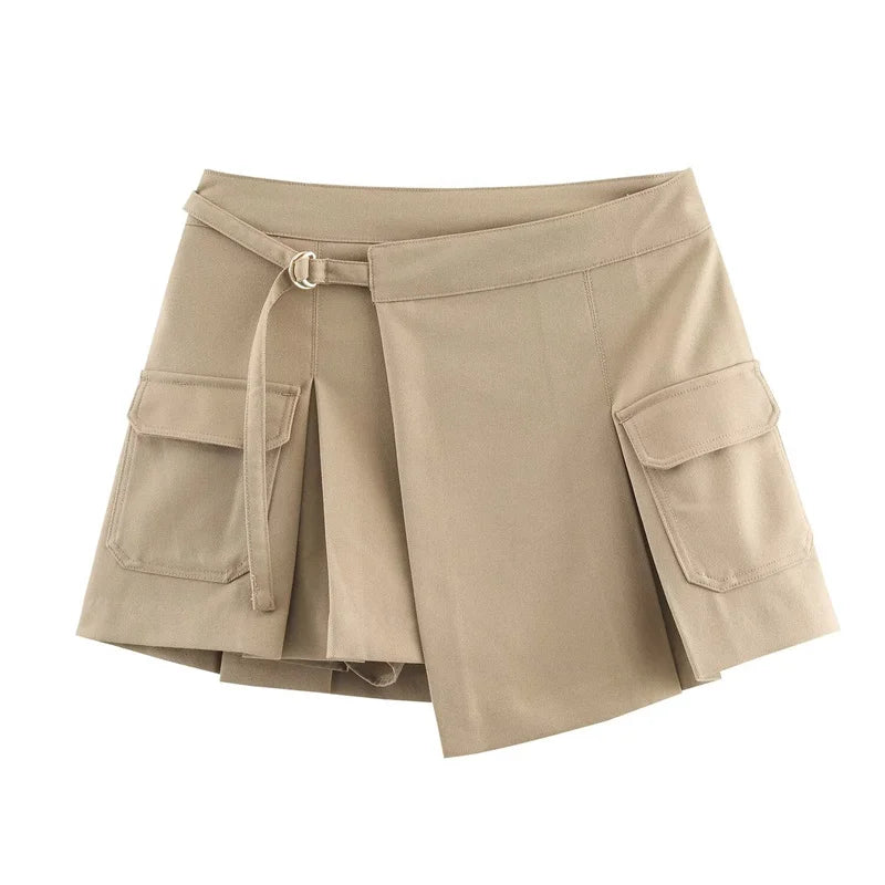 Trendy Vintage Double Pleated Skirt/Sexy Workwear Skirt/Fashion Trend Casual High Waist Wide Waist.