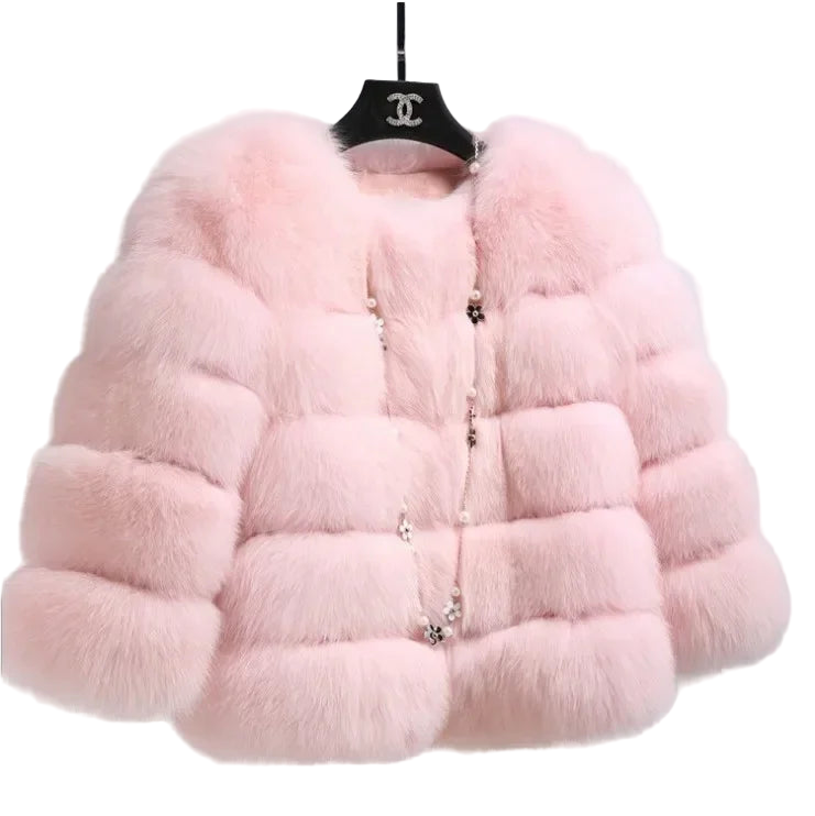 Faux Fur Coat’s For Winter/Women Short Coat Y2k Warm Furry Outerwear/O~Neck Knitted Puffy Warm Coat’s.