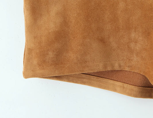 YENKYE Retro Brown Faux Suede Shorts for Women – High-Waist Casual Vintage Short Pants