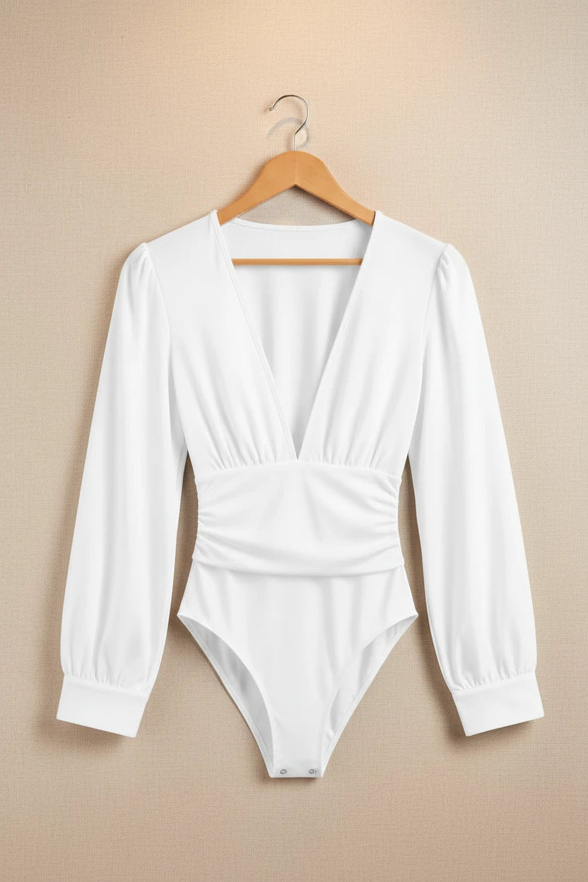 Luxury Deep V Long Sleeve Bodysuit | Modern Blend Boutique