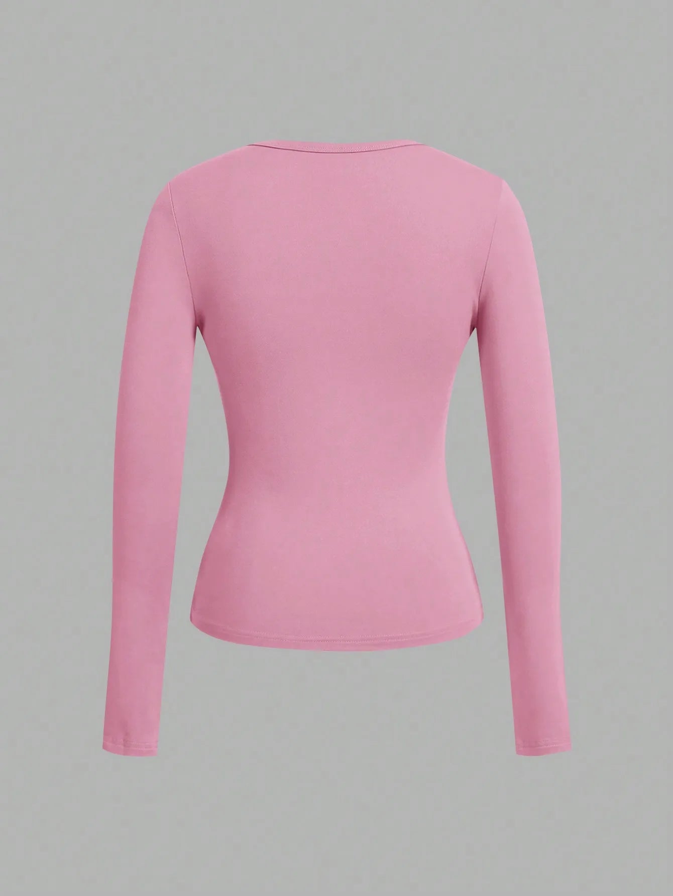 Long-Sleeve V-Neck Fitted Top – Soft Stretch Everyday Essential