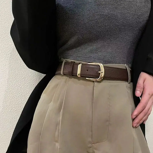 Solid Color Retro Belt/Elegant PU  Suitable for All Four Seasons Belt.