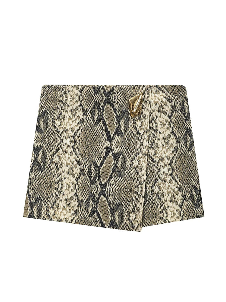 Asymmetrical Gold Decoration Short Skirts/Women Elegant Skirts/Solid High Waisted Skirt.