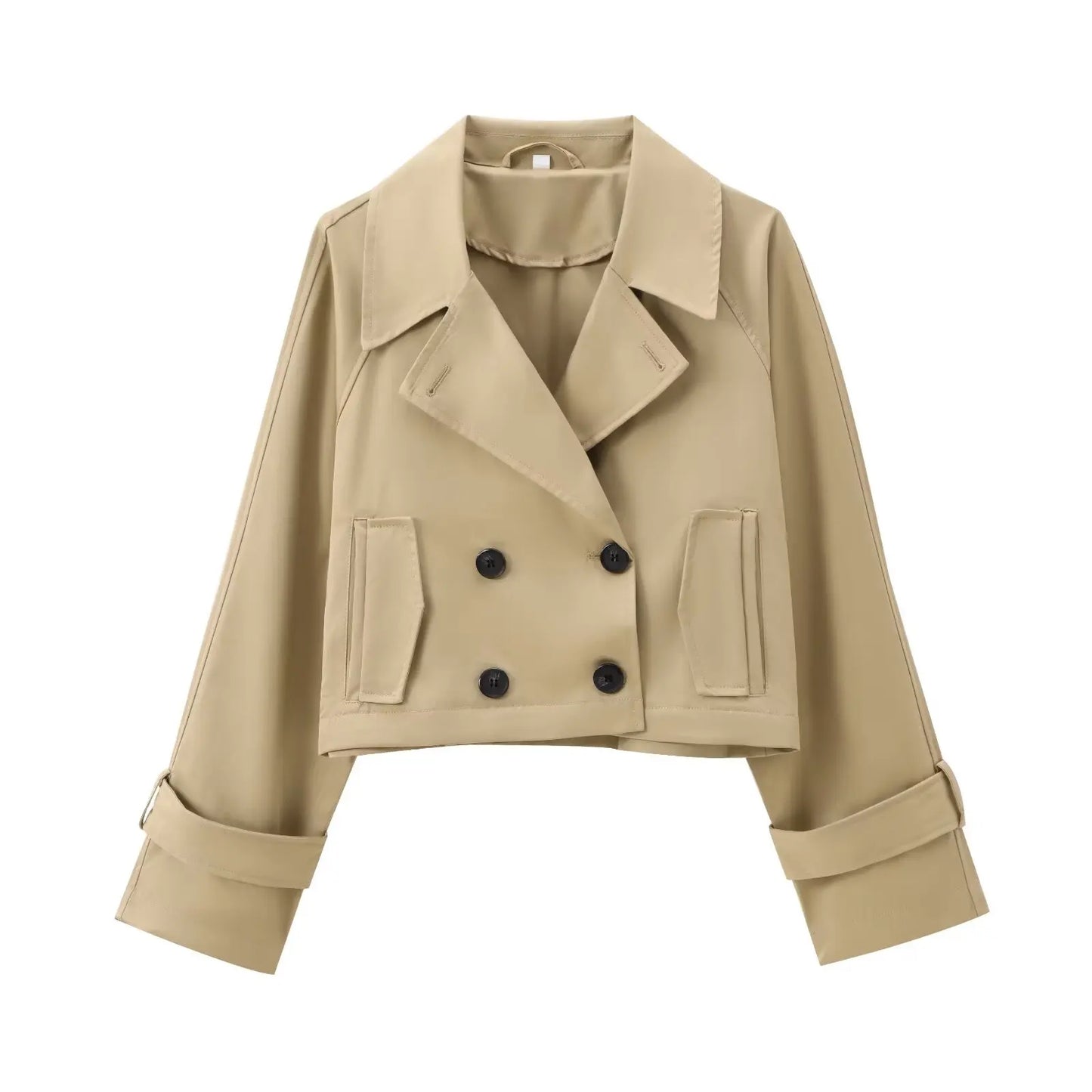 Oversized Cropped Trenched Jacket/Autumn Style Fashionable Versatile /Solid Windbreaker Long Sleeved.