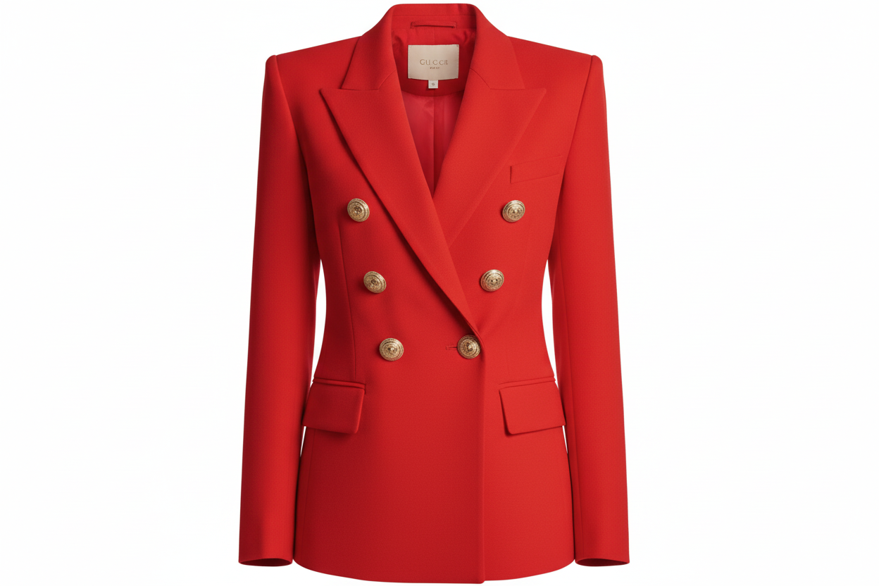 Women’s Luxury Colored Double-Breasted Blazer with Gold Buttons | Tailored Chic Statement Jacket