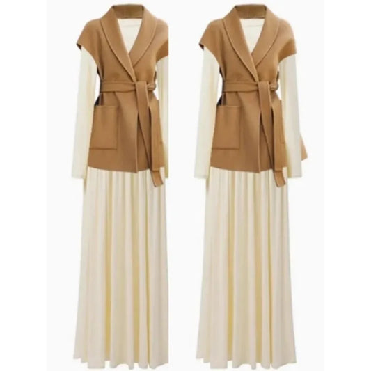 Fashionable Wool Vest/Double-sided Wool Mid-length Elegant Versatile Horse Clip/Solid O~Neck Designed.