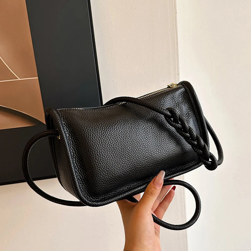 Modern Blend Boutique™ | Luxe Genuine Cowhide Leather Crossbody Bag – Premium Braided Strap Shoulder Purse for Women