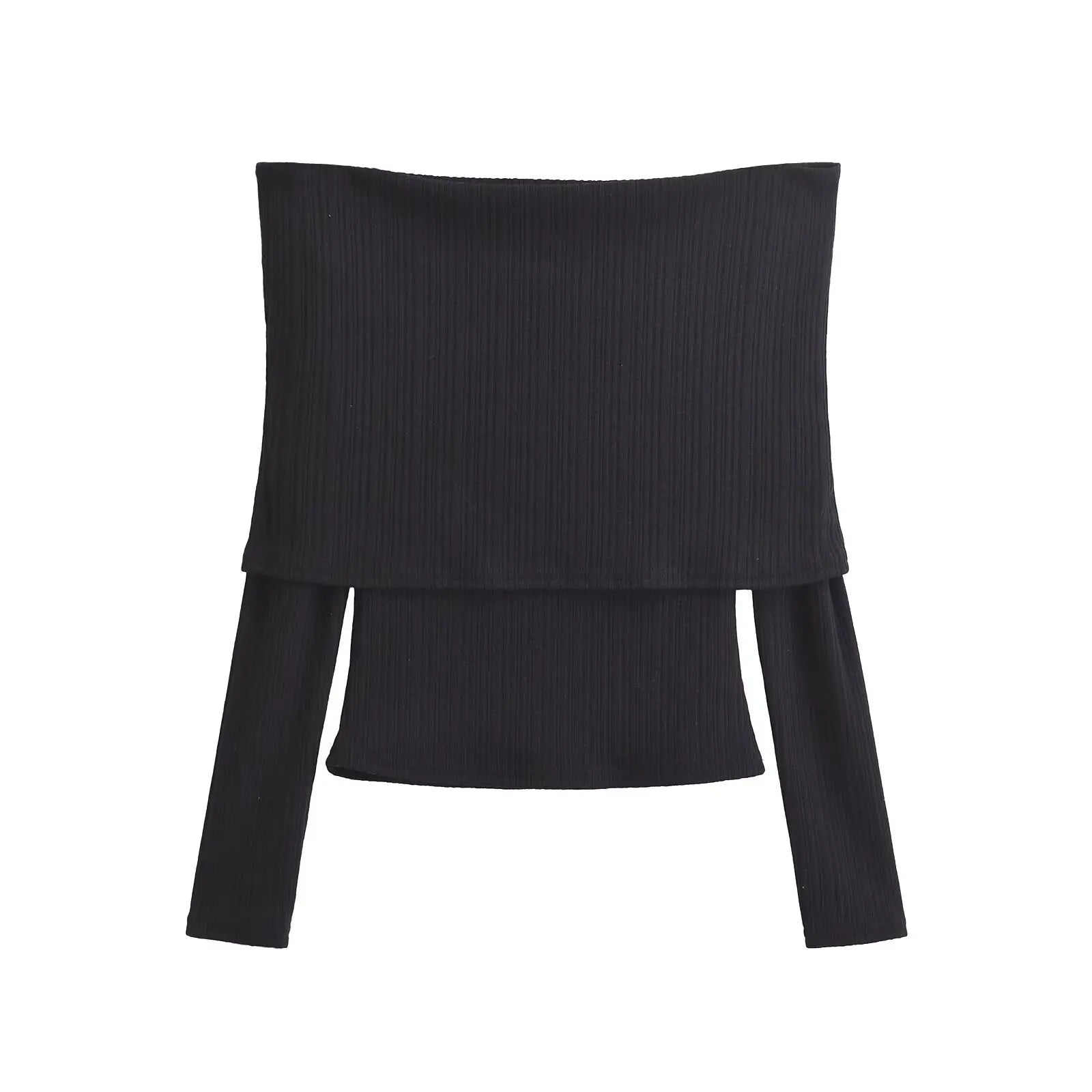 Long Sleeved Knitted Blouse/One Shoulder Design Blouse/Women's Slim Fit Slim Top/V ersatile Commute Style.