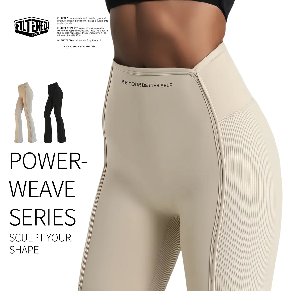 “High-waisted sculpting flare yoga pants with dual-curve construction and moisture-wicking stretch fabric.”