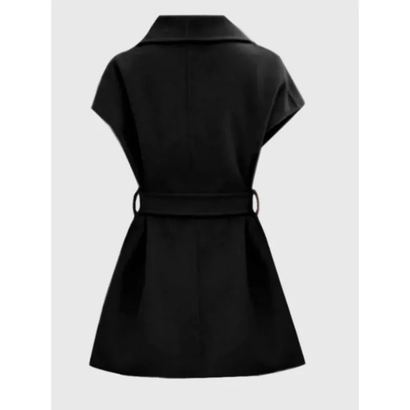 Fashionable Wool Vest/Double-sided Wool Mid-length Elegant Versatile Horse Clip/Solid O~Neck Designed.