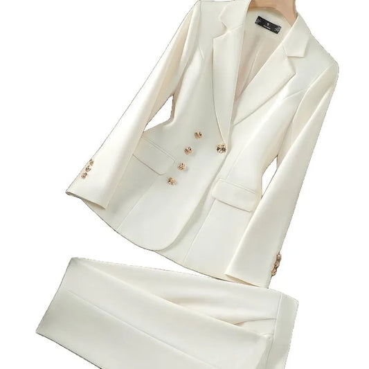Women’s Elegant Tailored Blazer & Trouser Suit Set – Executive Workwear
