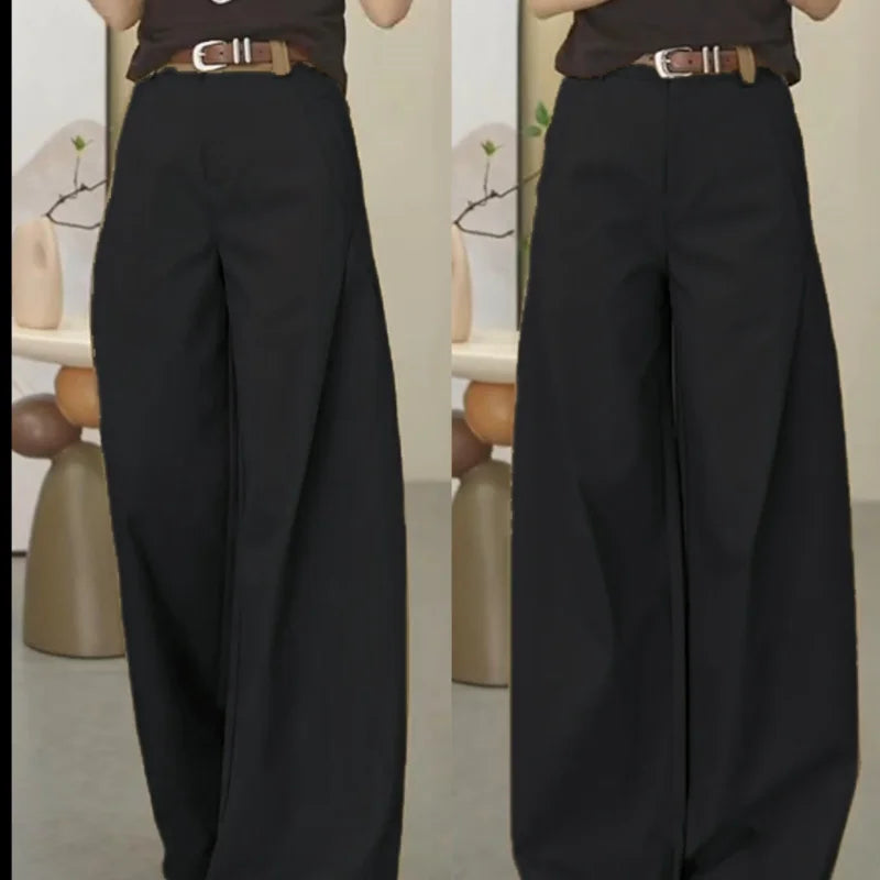 Stylish Khaki Cargo Wide Leg Pant’s/Women's Autumn New Style/Loose Slimming Straight Leg Trouser’s.