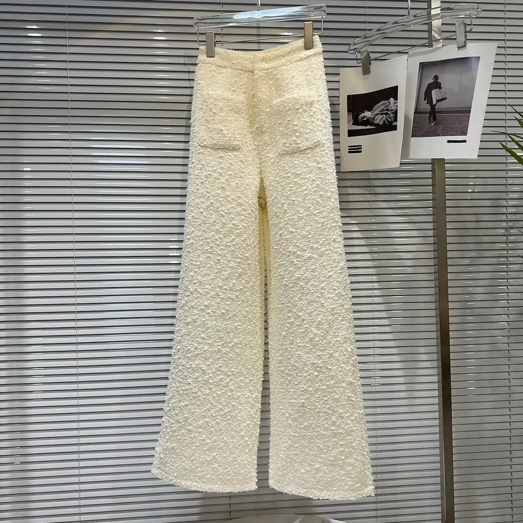 Solid Long Sleeved Buttoned Jacket/Straight Leg Trouser’s/Tweed Pocket Short Jacket + Pant’s/Vintage Designed Pullover.