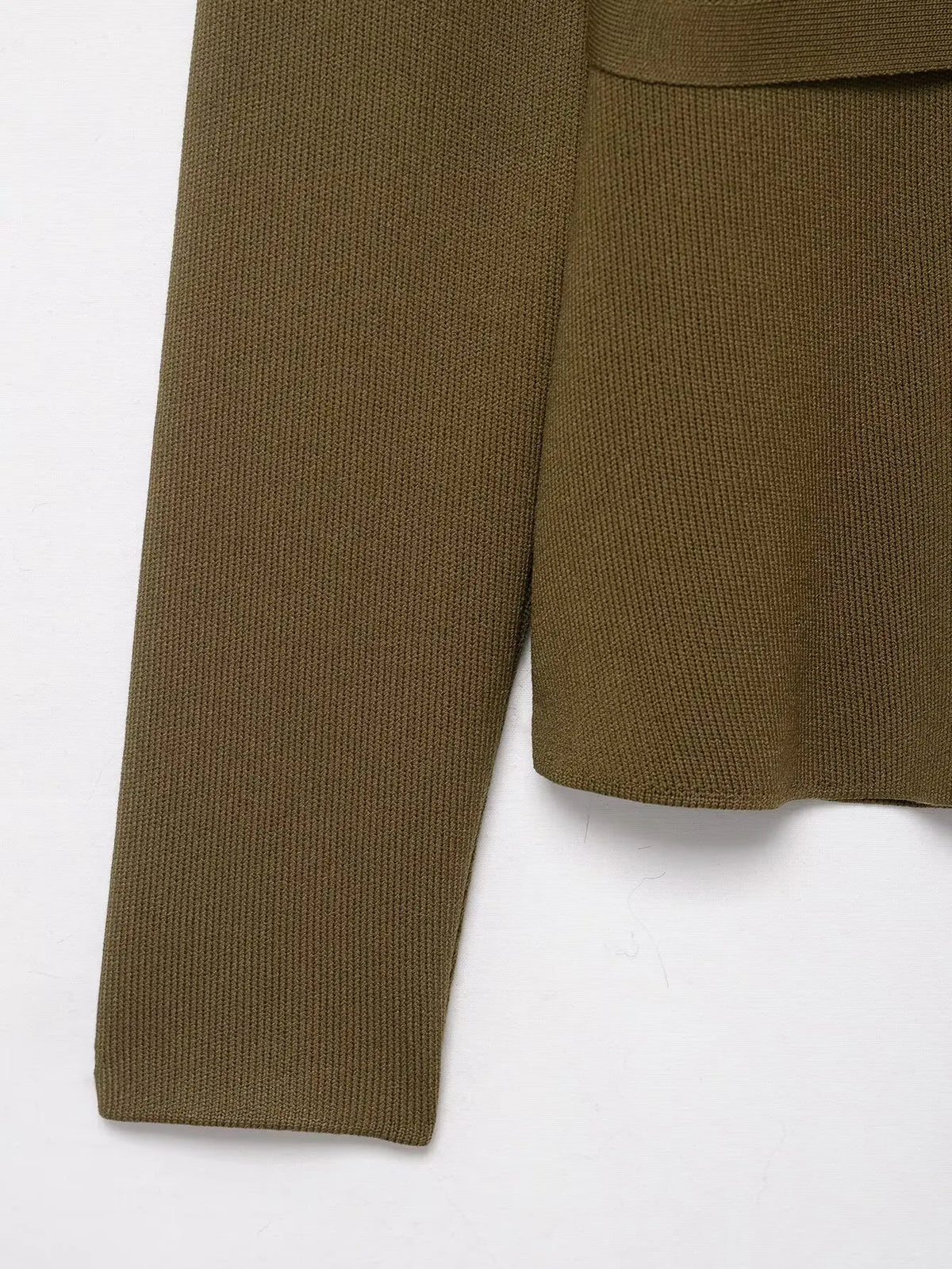 Women’s Olive Green Knit Blazer & Midi Skirt Set | Elegant Two-Piece Business Casual Suit | Fall Winter Fashion