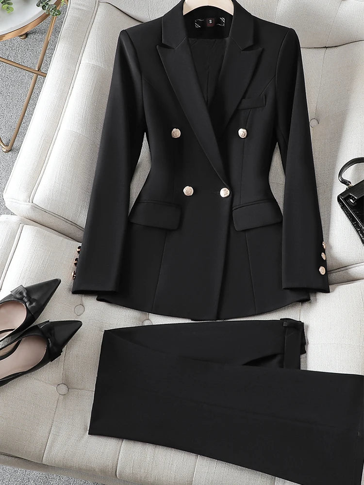 Elegant Fashioned Suit/Women Pant’s/Long Sleeve Solid Blazer/Formal 2 Piece Trouser Set/Single Breasted/Ankle Length Pant’s.
