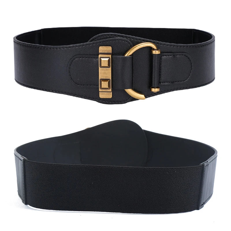 High Quality Luxury Female Waist/Stretch Cummerbunds Black Elastic/Corset Belt Big Dress Waistband.