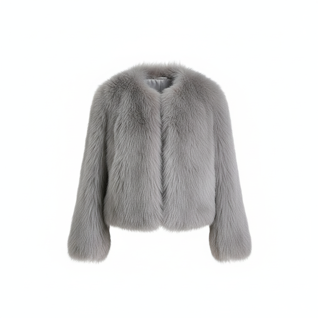 Faux Fur Coat Woman’s Clothing/Fashion Fox Fur Coat/Female Short Loose Comfortable Winter Jacket/Full Length Fit/Stylish Cropped Button Up Coat.