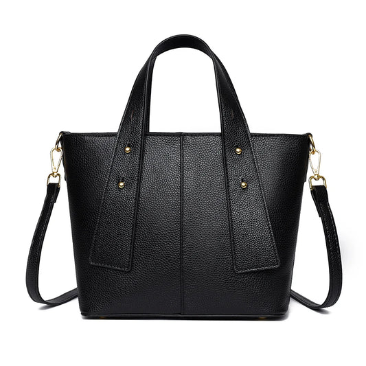 Timeless Black Leather Tote & Crossbody Bag for Everyday Style