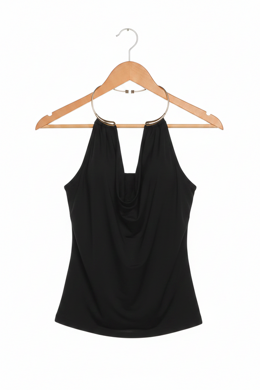 Timeless Elegance Metal Accent Halter Top