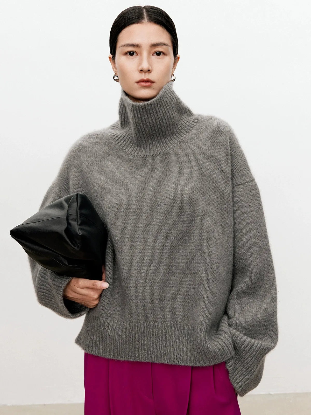 Solid Loose Sweater Fashion Elegant/O-neck Long Sleeve Knitted Pullover/Autumn Female Warm Thick Tops/Comfy Jumpers/