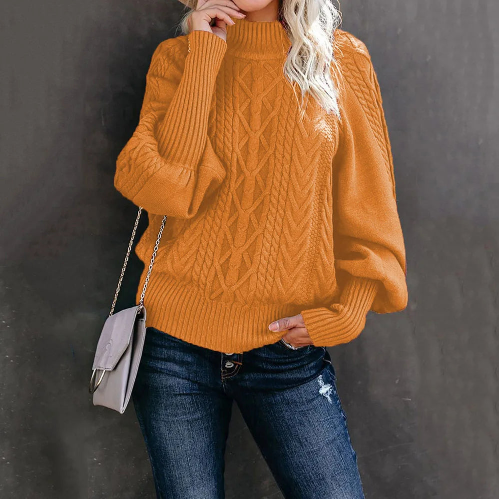 Cozy long-sleeved pullover/Solid color winter fashion/Comfy knitted sweater for women/Limid-neck sweater for women/Fashion long sleeved knitted solid color sweater.