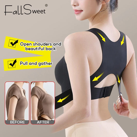 Women’s Posture Corrector Sports Bra Vest | Seamless Back Support Wireless Shapewear Bra | Activewear & Everyday Comfort