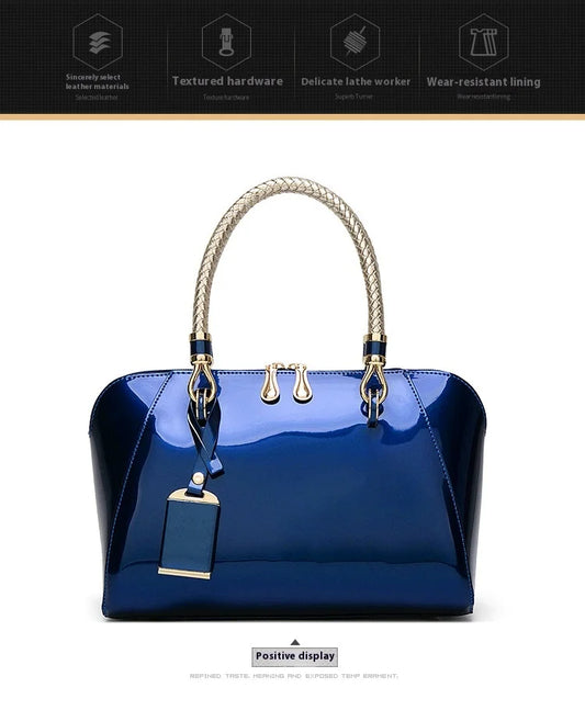 Luxury Pink Patent Leather Handbag – Glossy Top Handle Tote with Gold Hardware | Modern Blend Boutique