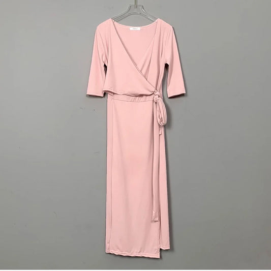 Slimming V-Neck Belted Maxi Dress.