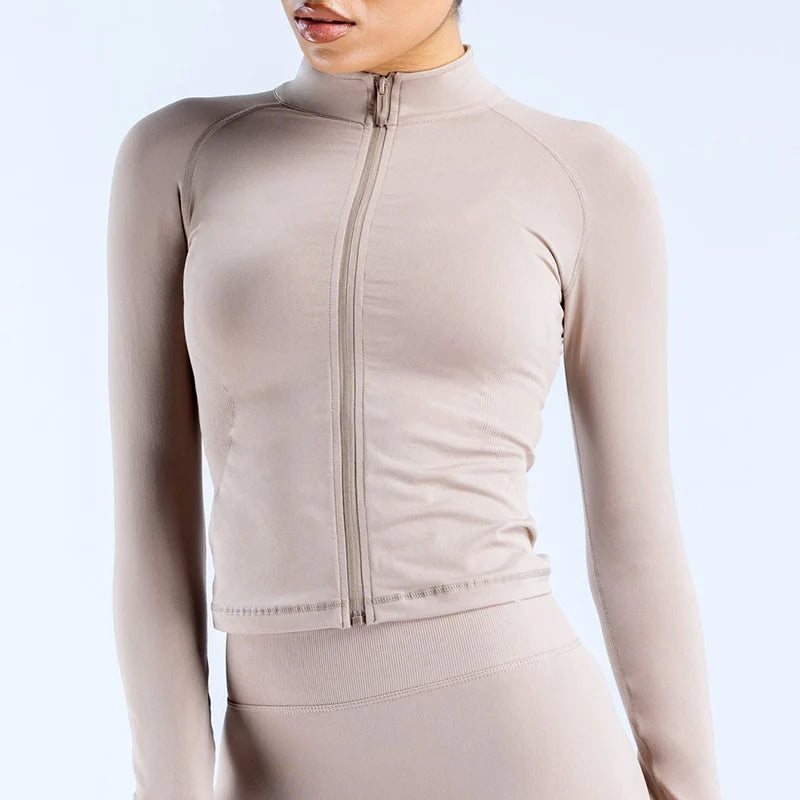 Workout Activewear Sports Pilates/Yoga Clothes Zippy Jacket/Running Long Sleeves Gym Tops Zipper.