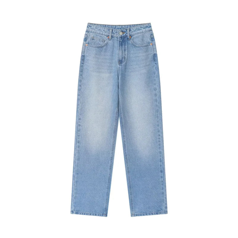 Women’s High-Waisted Straight-Leg Jeans – Classic Relaxed Fit Denim Pants