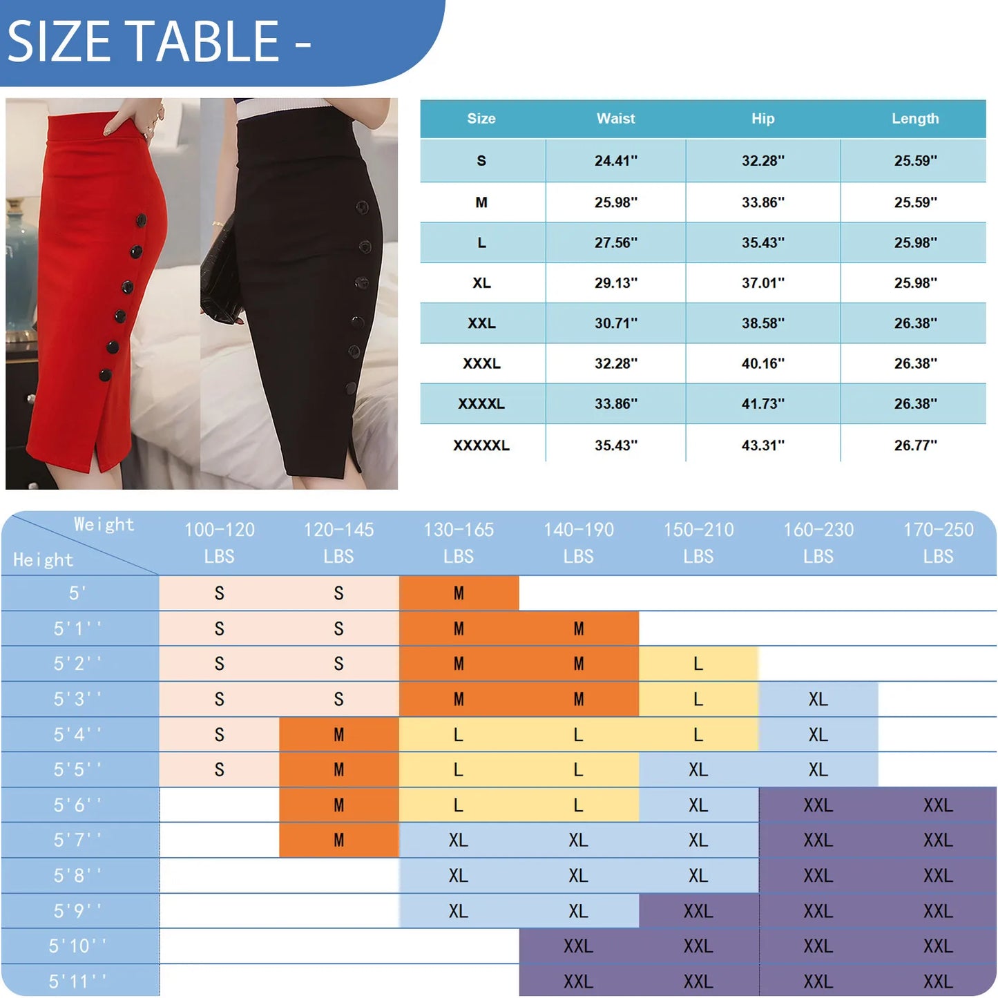 Elegant High Waist Fitted Skirt/Slit Pencil/Stretch Midi Skirts/Knee Length Fitted Skirt/Broadcloth Material.