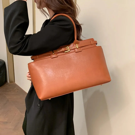 Luxury Large Capacity Tote Bag for Women – Elegant PU Leather Designer Work Handbag