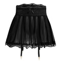 Sexy Transparent Lace Mini Skirt/Women's Bow Decoration Chiffon Micro Skirt Lace Edge Sexy Women's Sleeping Skirt.