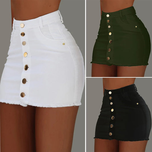 Hot Solid Blended High Waist Skirt/New Casual Fashion Hip Sized Denim Skirt.