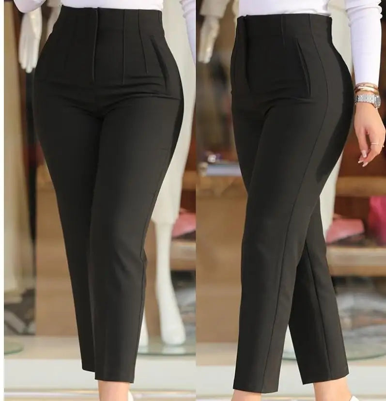Elegant High Waist Cropped Work Pant’s/All-Match Daily Slim Office Formal Wear Fashion Women's Trousers.