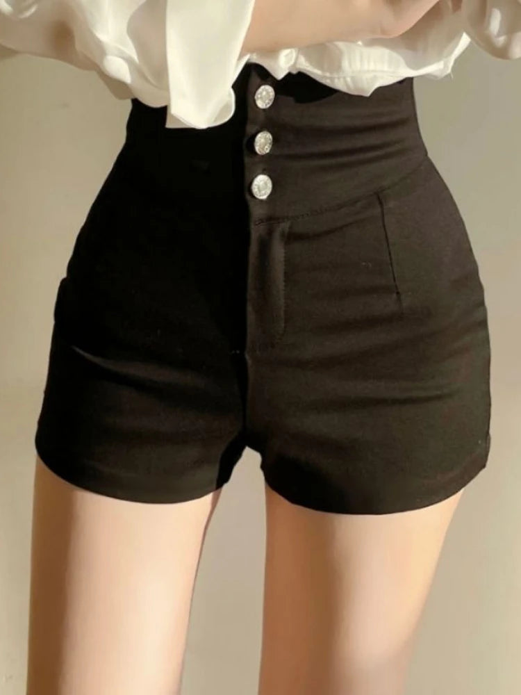 Shorts Women Classic Sporty All-match Slim Leisure Simple Holiday Faddish Streetwear Design Ulzzang Daily Solid Mature Fold’s