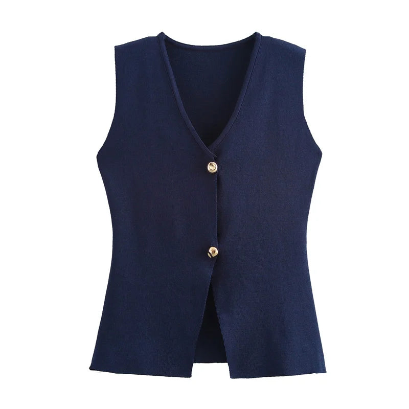 Solid Knit Vest Top/Cropped Sleeveless/Top Female Holiday Knitted Short Tops/Tatting Craft.
