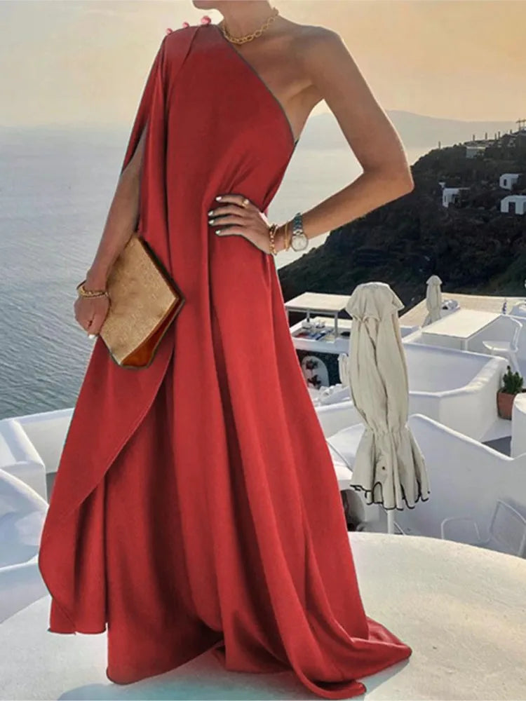 Off Shoulder loose Dress/Women Sexy Off Shoulder/Solid Loose Dresses Robe Femme Casual.