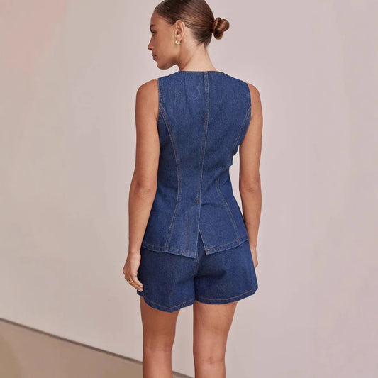 Timeless Denim Elegance™ Two-Piece Set