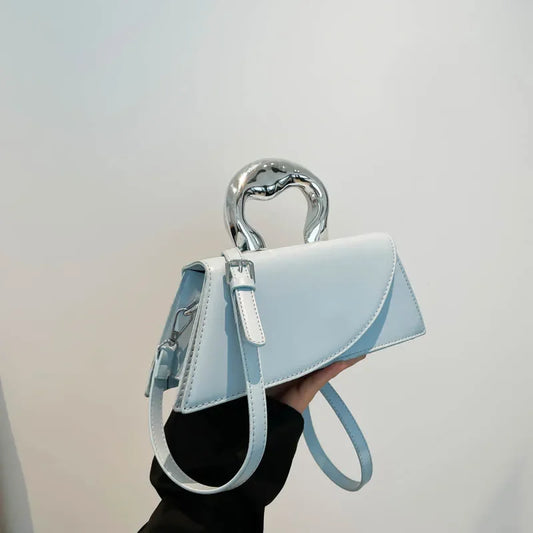 Luxury Heart Handle Mini Handbag – Structured Crossbody & Clutch Purse with Metallic Top Handle