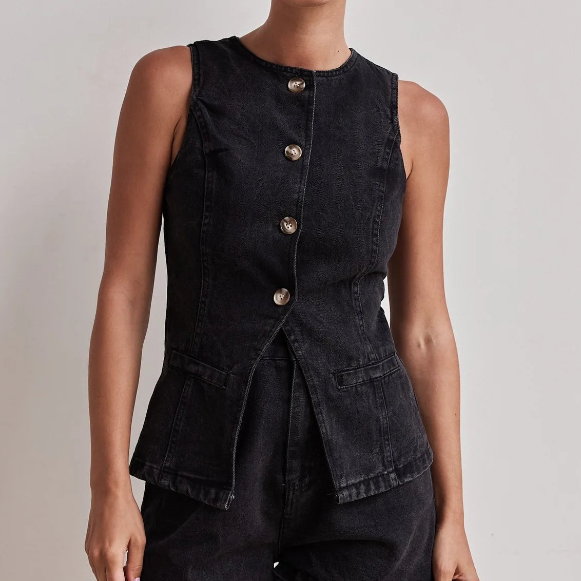 Timeless Denim Elegance™ Two-Piece Set