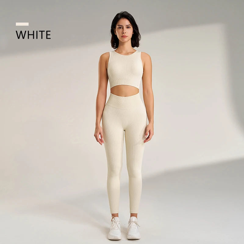 Women's Sports Fitness Suit/High Intensity Workout Shockproof Bra/High Waisted Leggings Tights Yoga Suit Training Set.