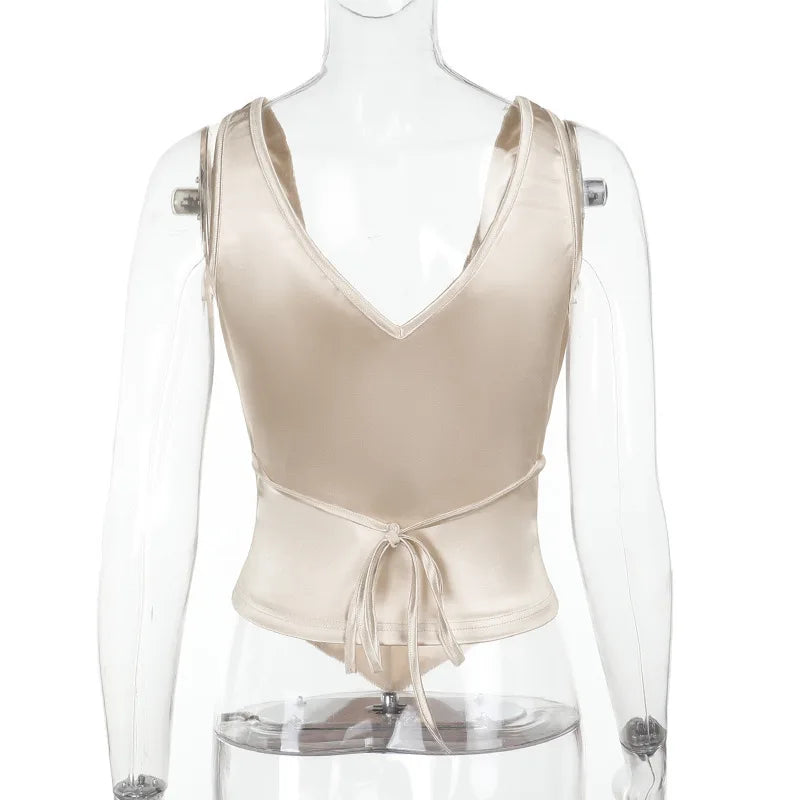 Champagne Satin Sculpt Corset Top