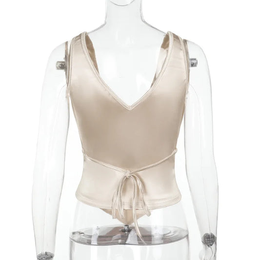 Champagne Satin Sculpt Corset Top