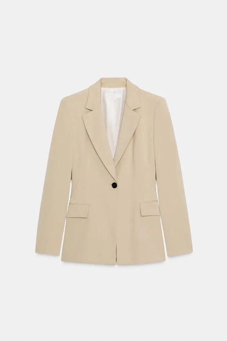 Timeless Tailored Shoulder Pad Blazer | Women’s Slim Fit Single Button French Suit Jacket | Office & Business Chic