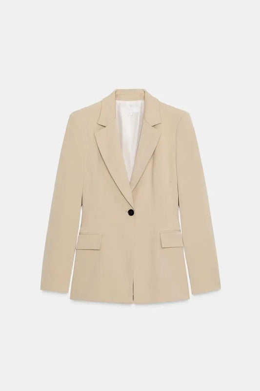 Timeless Tailored Shoulder Pad Blazer | Women’s Slim Fit Single Button French Suit Jacket | Office & Business Chic