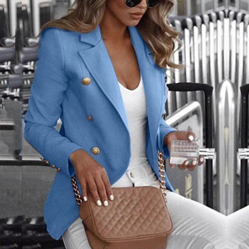 Sophisticated Thin Work Blazer/Solid Button up Office Lady Blazer/Formal Female Blazers and Jackets Coat.