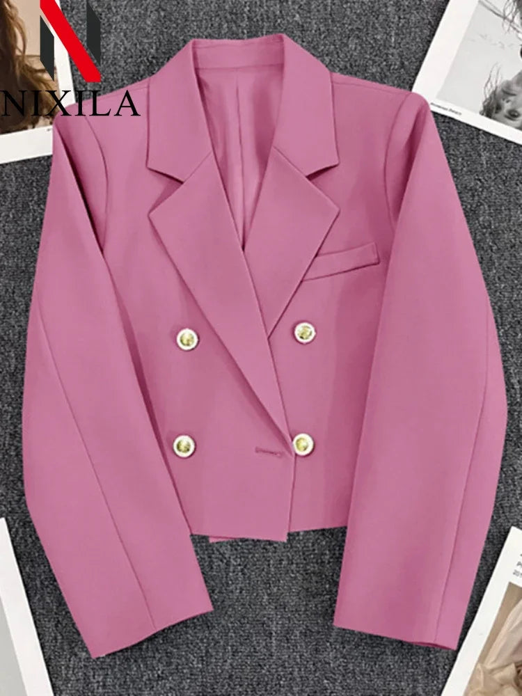 Short Cropped Fashioned Blazer /Office Lady Jacket/Fashion Coats Chic Elegant Outerwears Women's Clothes.